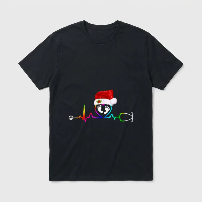 NICU Nurse Heartbeat Christmas T-Shirt – Classic T-Shirt in Black