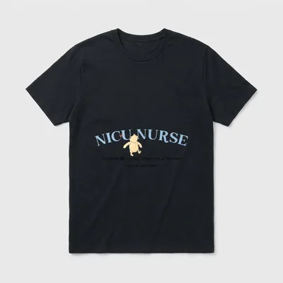 Nicu Nurse Neonatal Intensive Care RN T-Shirt – NICU NURSE text with an illustrated bear and quote – Classic T-Shirt in Black