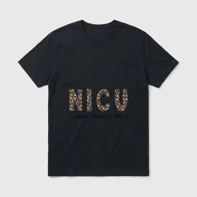 NICU Nurse Floral Neonatal Intensive Care T-Shirt – Classic T-Shirt in Black