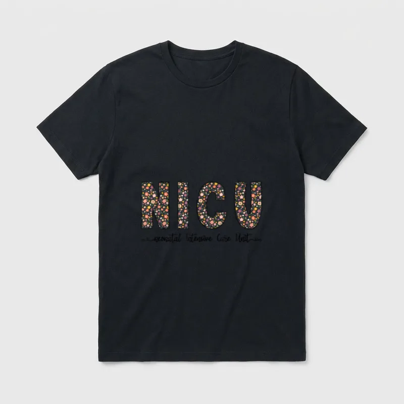 NICU Nurse Floral Neonatal Intensive Care T-Shirt – Classic T-Shirt in Black