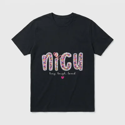 Floral Nicu Tiny Tough Loved Nurse T-Shirt – Classic T-Shirt in Black