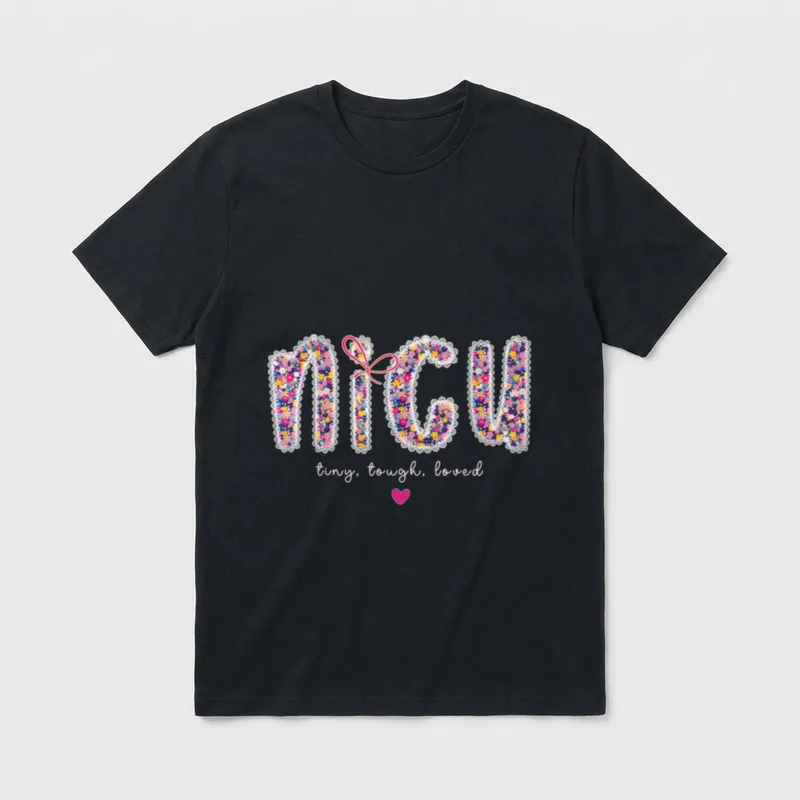 Floral Nicu Tiny Tough Loved Nurse T-Shirt – Classic T-Shirt in Black