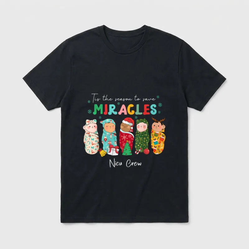 Season to Save Miracles NICU Crew T-Shirt – Tis the season to save MIRACLES Nicu Crew – Classic T-Shirt in Black