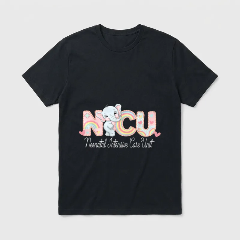 Elephant Nurse NICU Team RN Neonatal T-Shirt – Classic T-Shirt in Black