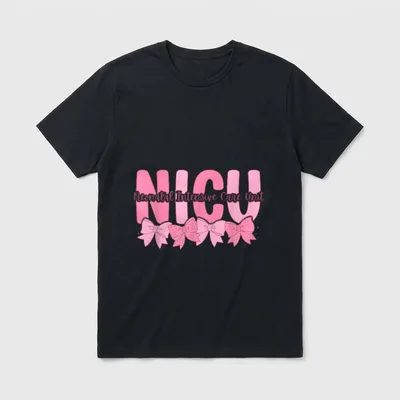 Coquette NICU Nurse Pink Bow Neonatal T-Shirt – Classic T-Shirt in Black
