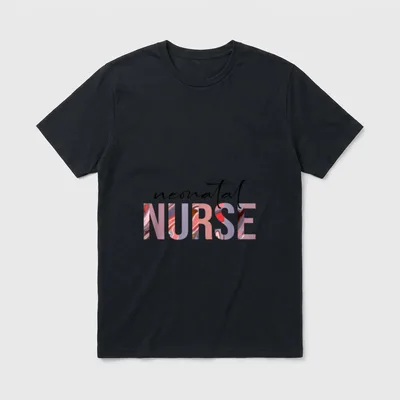 NICU Nurse T-Shirt – neonatal NURSE in black script and marbled block typography – Classic T-Shirt in Black