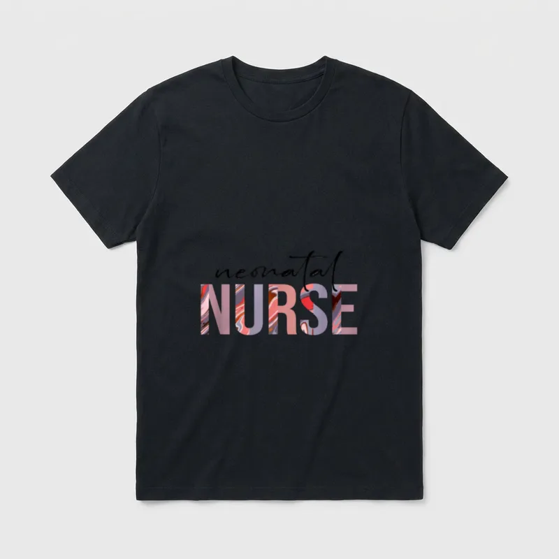 NICU Nurse T-Shirt – neonatal NURSE in black script and marbled block typography – Classic T-Shirt in Black