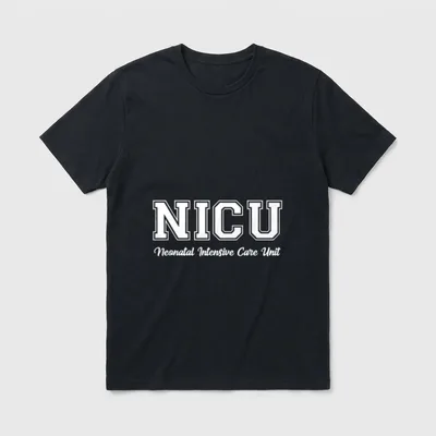 NICU Nurse Newborn T-Shirt – NICU Neonatal Intensive Care Unit printed lettering – Classic T-Shirt in Black