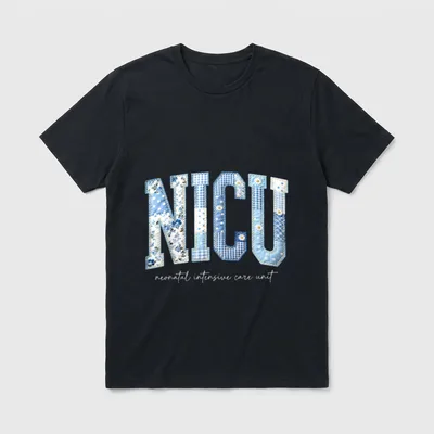 Floral NICU Nurse Patchwork Neonatal Intensive T-Shirt – Classic T-Shirt in Black