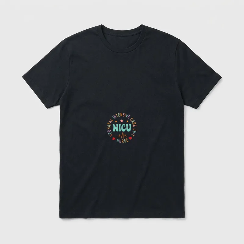 NICU Professionals Nurse T-Shirt – Neonatal intensive care unit emblem with NICU nurse lettering – Classic T-Shirt in Black