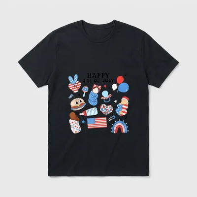 4th of July NICU Nurse Neonatal T-Shirt – HAPPY 4TH OF JULY #nicucrew with patriotic baby doodles – Classic T-Shirt in Black