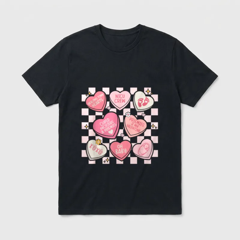 Valentines NICU Nurse Neonatal Intensive Care T-Shirt – Classic T-Shirt in Black