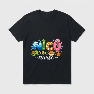 Care Unit Cute Ocean Animals NICU T-Shirt – Classic T-Shirt in Black