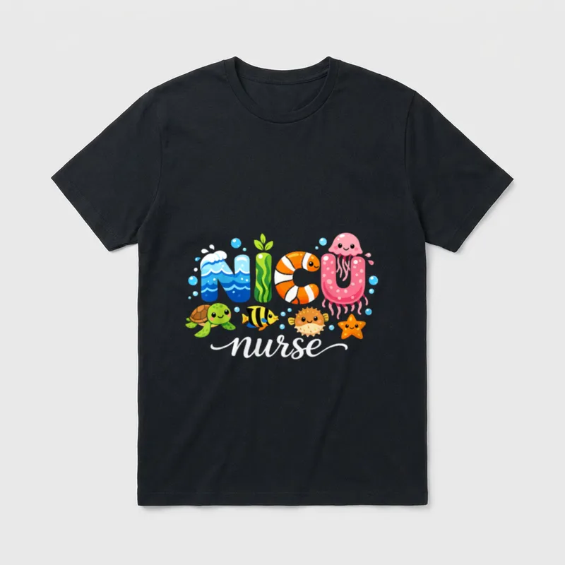 Care Unit Cute Ocean Animals NICU T-Shirt – Classic T-Shirt in Black