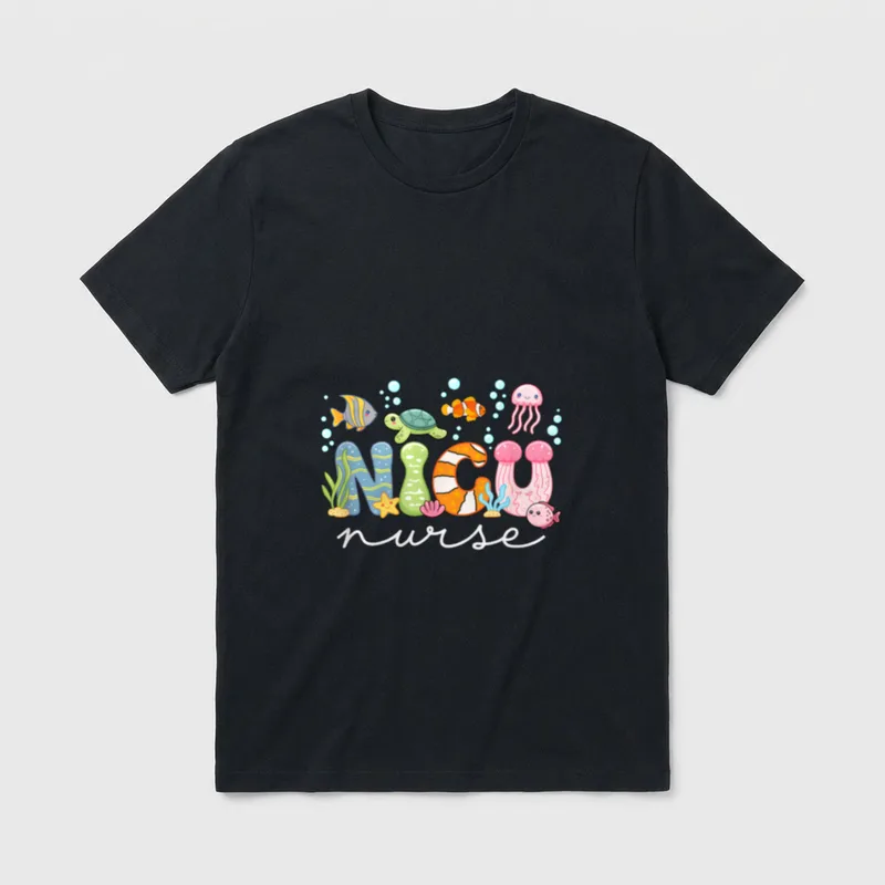 Nicu Nurse Cute Ocean Sea Neonatal T-Shirt – Classic T-Shirt in Black