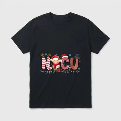 Sweetest Lil Miracles Christmas Nurse T-Shirt – NICU caring for the sweetest lil miracles – Classic T-Shirt in Black