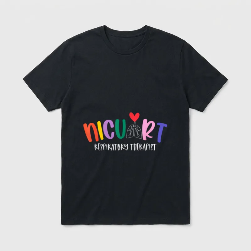 NICU RT Respiratory Therapist Lung Heart T-Shirt – Classic T-Shirt in Black