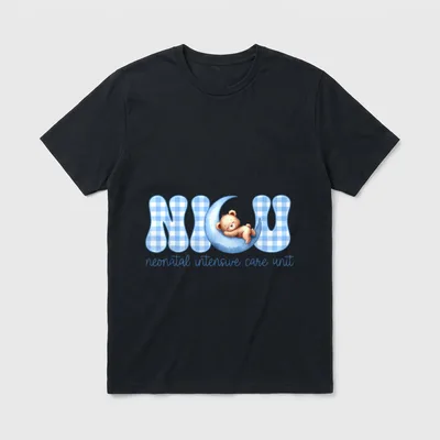 NICU Neonatal Intensive Care Nurse Gingham T-Shirt – Classic T-Shirt in Black