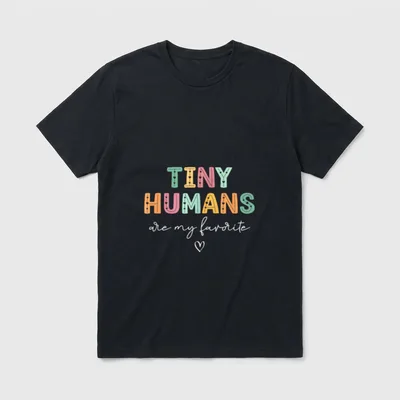 Mother Baby Nurse NICU T-Shirt – TINY HUMANS are my favorite lettering and heart – Classic T-Shirt in Black