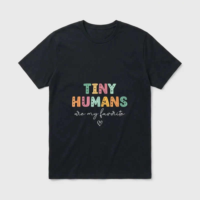 Mother Baby Nurse NICU T-Shirt – TINY HUMANS are my favorite lettering and heart – Classic T-Shirt in Black