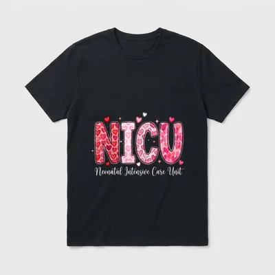 Happy Valentine Nurse NICU Valentines T-Shirt – Classic T-Shirt in Black