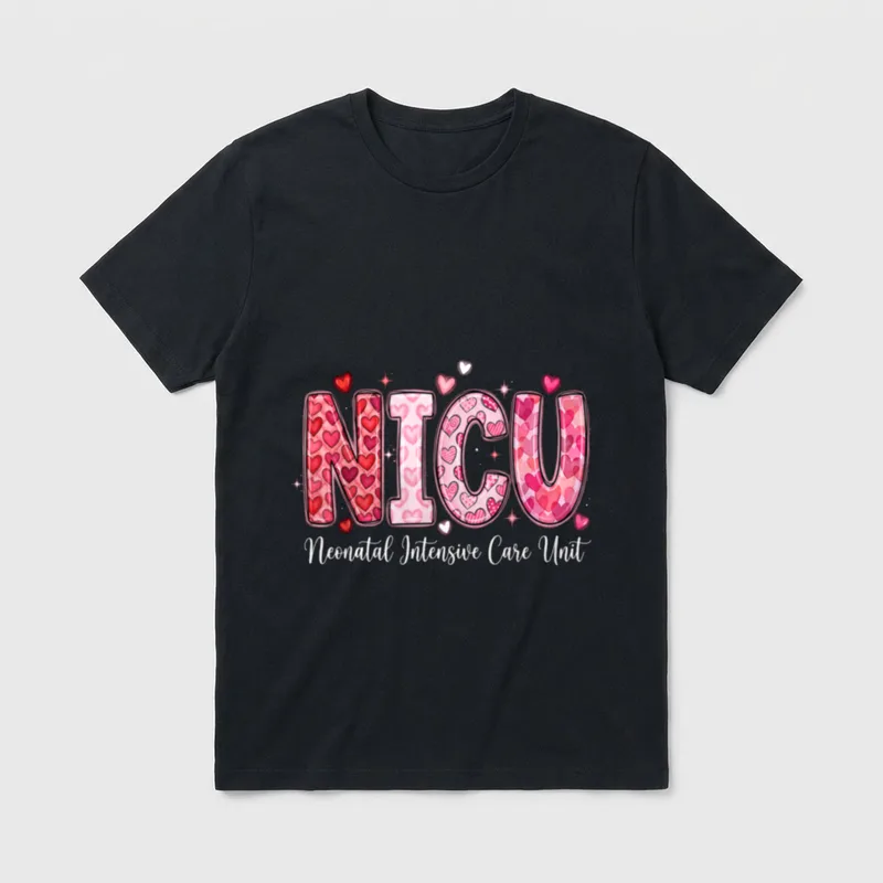 Happy Valentine Nurse NICU Valentines T-Shirt – Classic T-Shirt in Black
