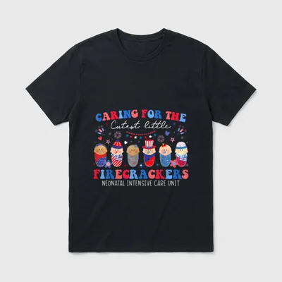 Firecrackers NICU Nurse 4th of Caring T-Shirt – Classic T-Shirt in Black