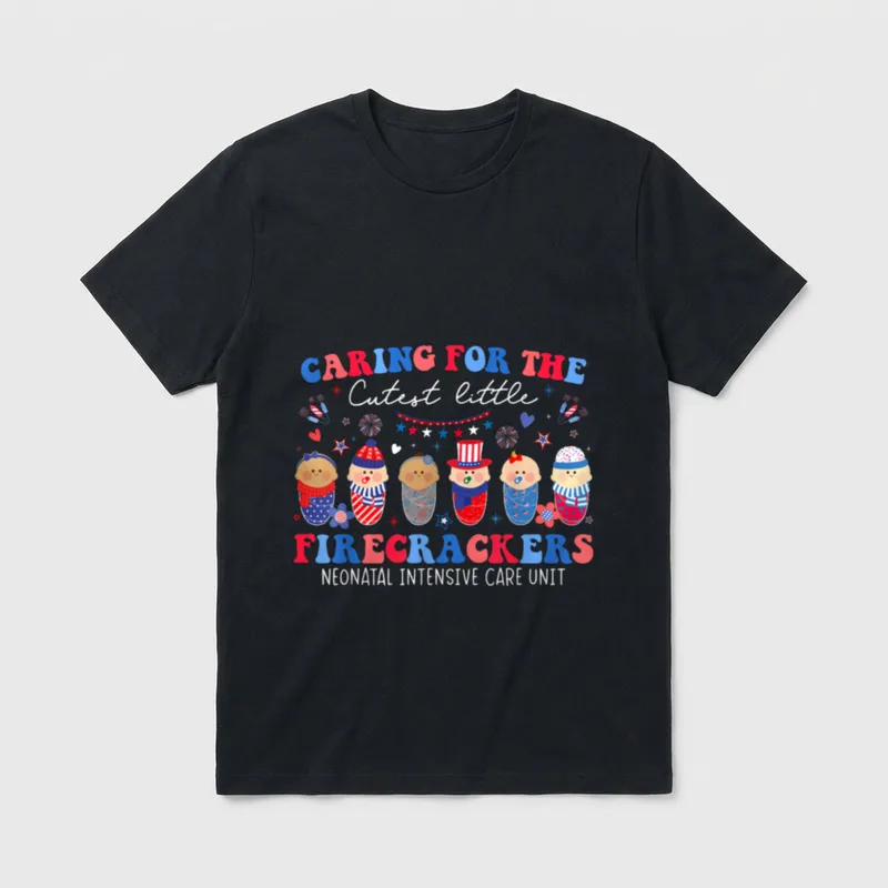 Firecrackers NICU Nurse 4th of Caring T-Shirt – Classic T-Shirt in Black