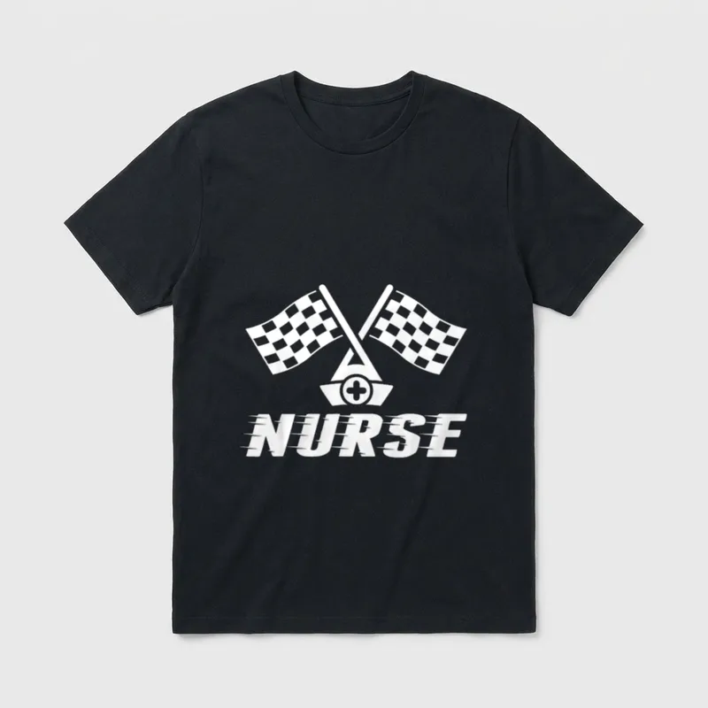 Nurse Checkered RN NICU Hosting Race T-Shirt – Classic T-Shirt in Black