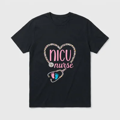 NICU Nurse Nursing Neonatal Leopard Pattern T-Shirt – Classic T-Shirt in Black
