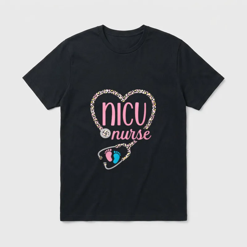 NICU Nurse Nursing Neonatal Leopard Pattern T-Shirt – Classic T-Shirt in Black