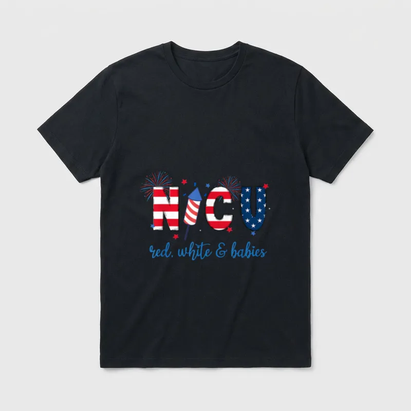 4th of July NICU Nurse ICU T-Shirt – Classic T-Shirt in Black