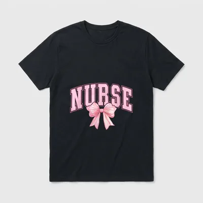 Coquette NICU Nurse Pink Bow Intensive T-Shirt – Classic T-Shirt in Black
