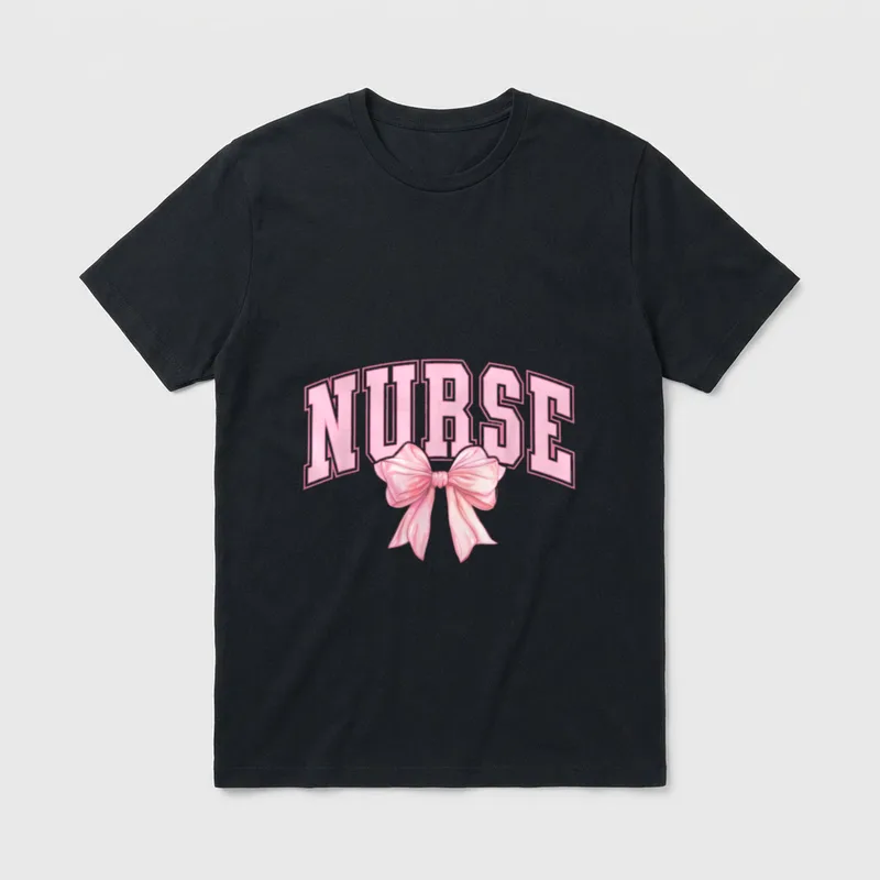 Coquette NICU Nurse Pink Bow Intensive T-Shirt – Classic T-Shirt in Black