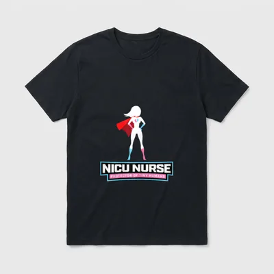 NICU NURSE Protector of Tiny Humans T-Shirt – NICU NURSE and PROTECTOR OF TINY HUMANS lettering – Classic T-Shirt in Black