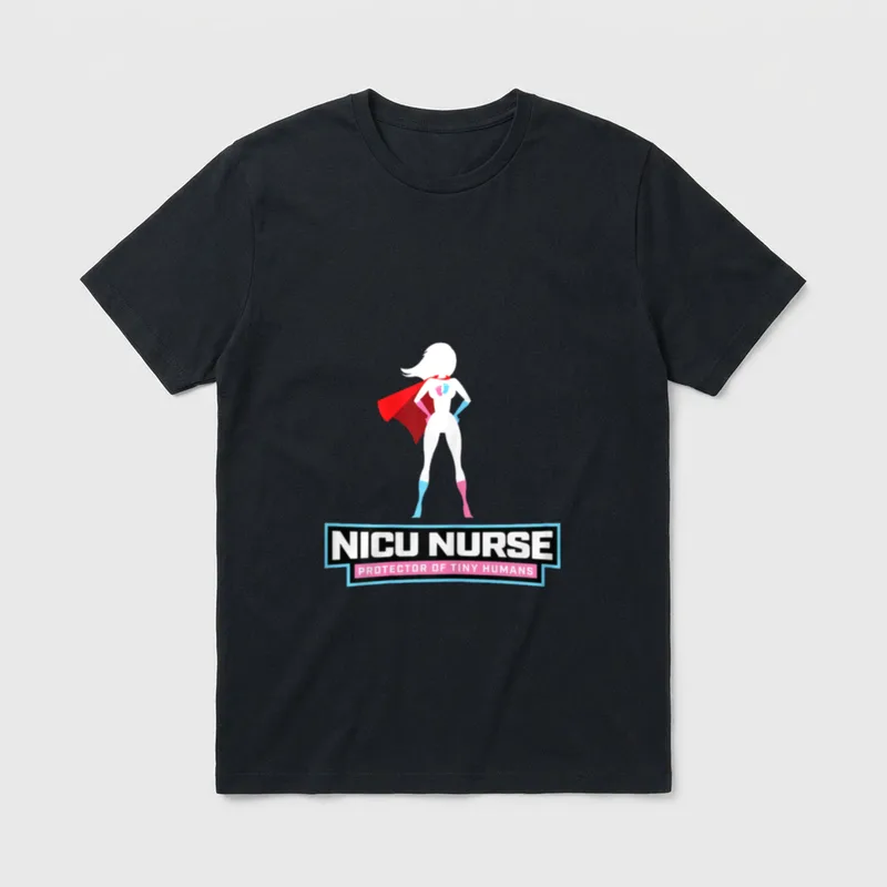 NICU NURSE Protector of Tiny Humans T-Shirt – NICU NURSE and PROTECTOR OF TINY HUMANS lettering – Classic T-Shirt in Black