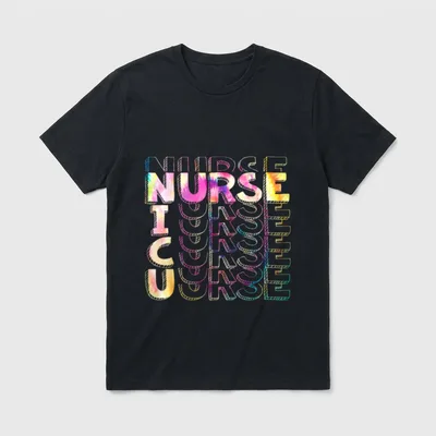 Tie Dye Nicu Nurse T-Shirt – Stacked tie-dye lettering spelling NICU NURSE – Classic T-Shirt in Black