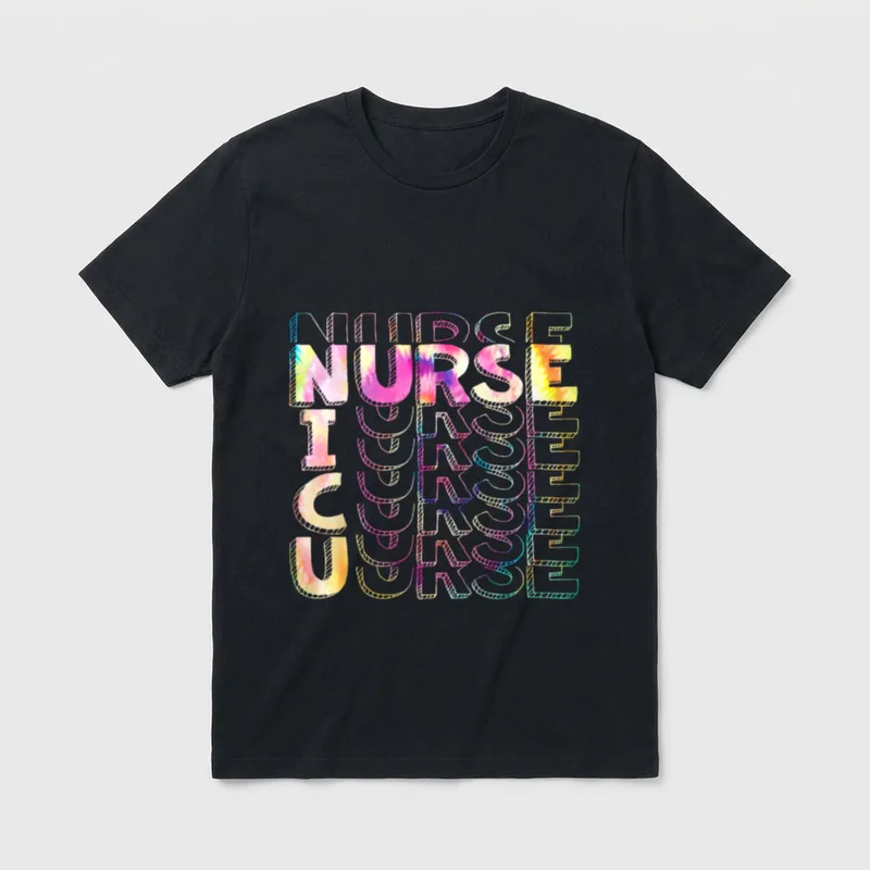 Tie Dye Nicu Nurse T-Shirt – Stacked tie-dye lettering spelling NICU NURSE – Classic T-Shirt in Black