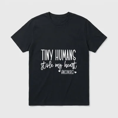 Valentine's Day NICU Nurse T-Shirt – TINY HUMANS stole my heart #NICUNURSE print with hearts – Classic T-Shirt in Black