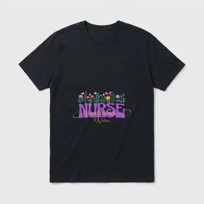 Nurse Practitioner NICU Floral Neonatal T-Shirt – Classic T-Shirt in Black
