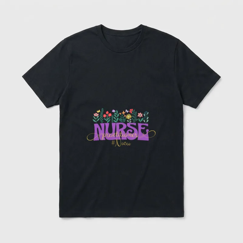 Nurse Practitioner NICU Floral Neonatal T-Shirt – Classic T-Shirt in Black