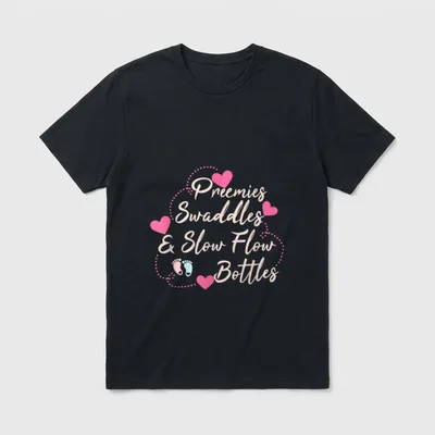 Preemies Swaddles Slow Flow Bottles NICU T-Shirt – Classic T-Shirt in Black