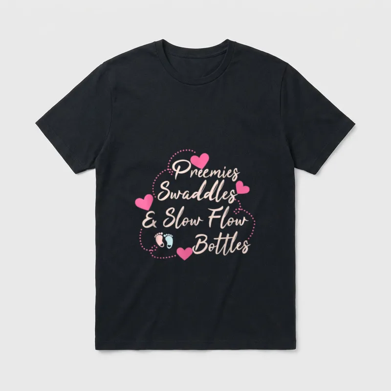 Preemies Swaddles Slow Flow Bottles NICU T-Shirt – Classic T-Shirt in Black
