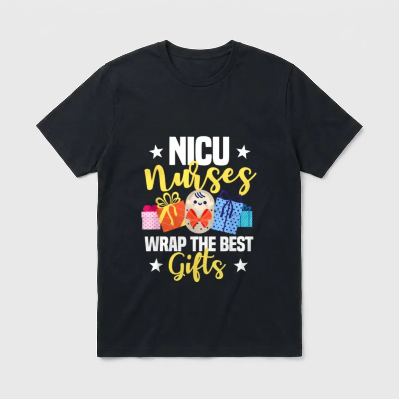 NICU Nurses Wrap Christmas T-Shirt – NICU Nurses WRAP THE BEST Gifts with holiday presents – Classic T-Shirt in Black