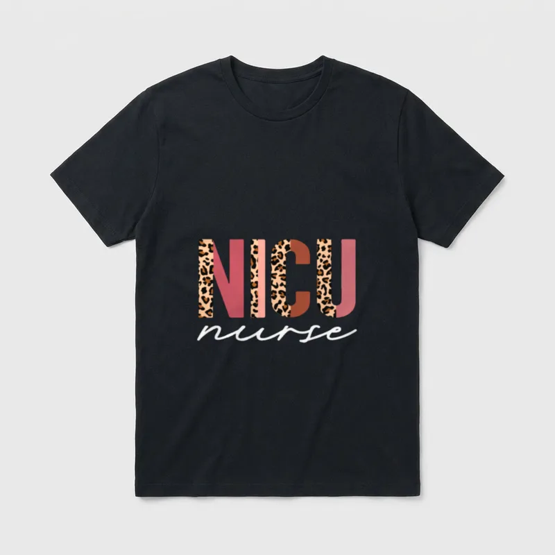 NICU Nurse ICU Neonatal Boho Leopard T-Shirt – Classic T-Shirt in Black