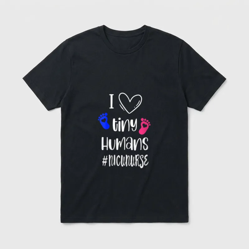 I Love Tiny Humans NICU Nurse T-Shirt – Classic T-Shirt in Black