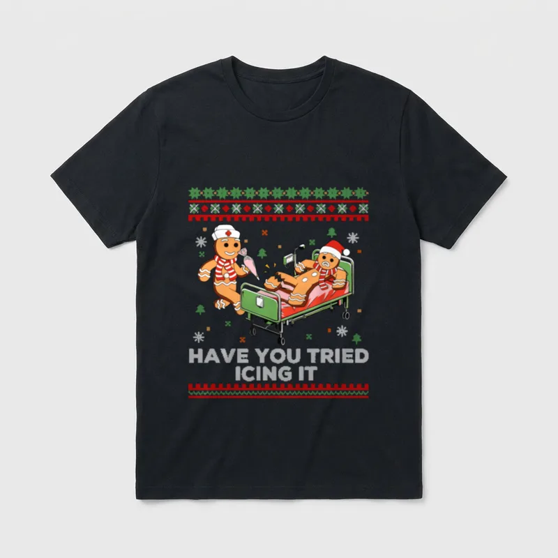 Tried Icing It Christmas Nurse Gingerbread T-Shirt – Classic T-Shirt in Black