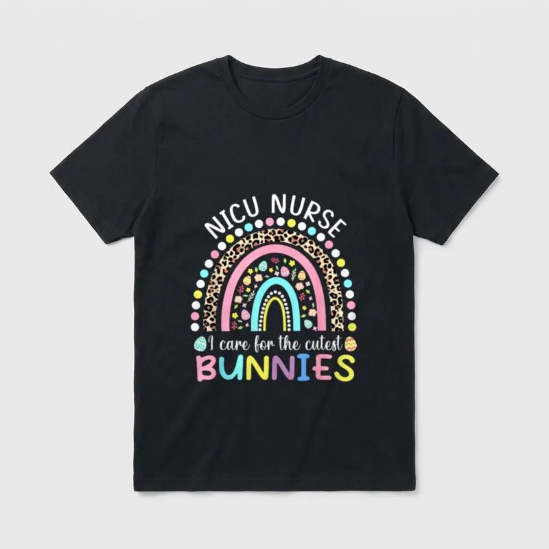 Care for the Cutest Bunnies NICU T-Shirt – NICU NURSE and I care for the cutest BUNNIES – Classic T-Shirt in Black