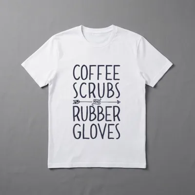 Coffee Scrubs and Rubber Gloves Life T-Shirt – Lettering reading COFFEE SCRUBS AND RUBBER GLOVES – Classic T-Shirt in Black