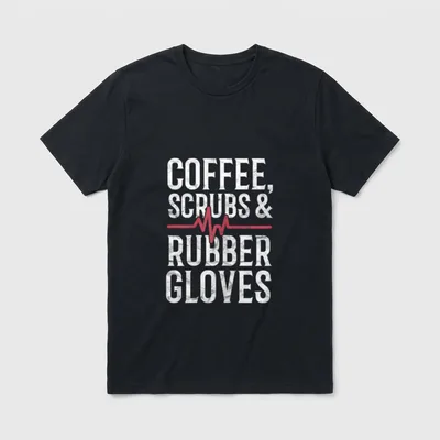 Coffee Scrubs and Rubber Gloves Looking T-Shirt – Classic T-Shirt in Black